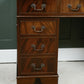 Antique Style Mahogany Pedestal Desk with Red Leather Top