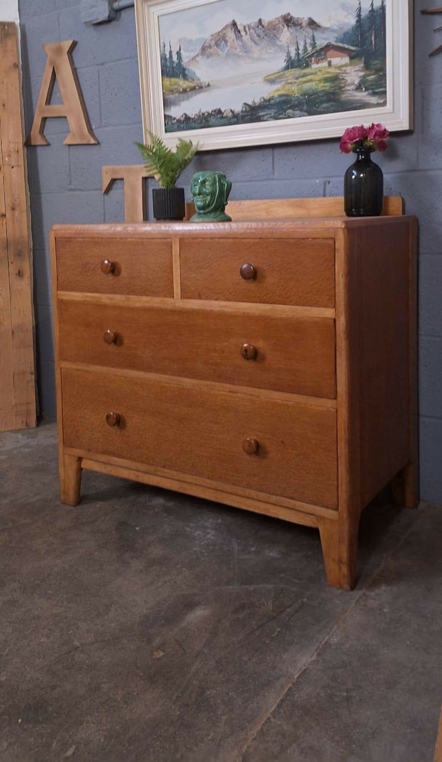 Chest of Drawers ~ oak ~ mid century ~ ex-Ministry of Defence