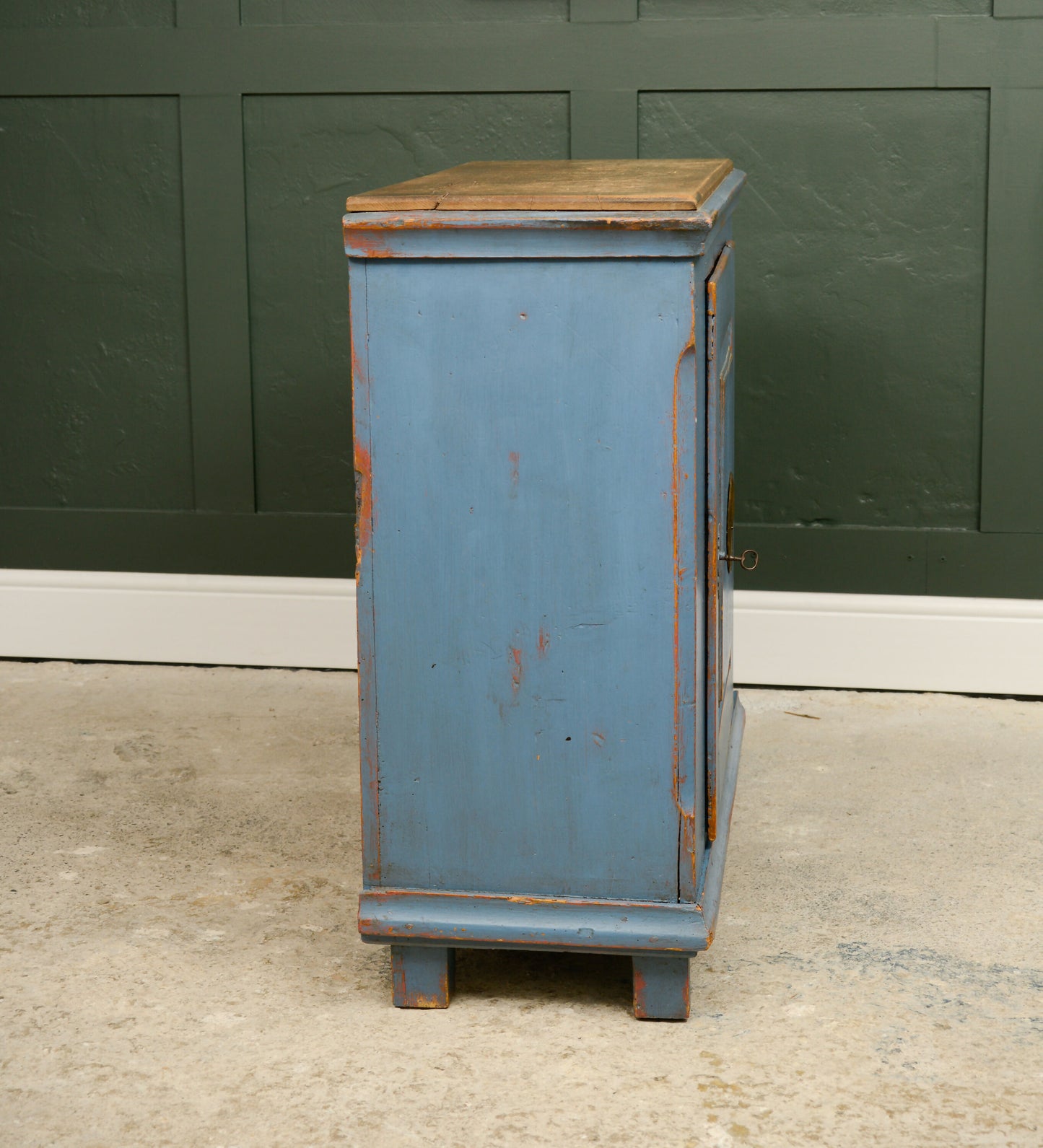 Antique Pine Larder Cupboard - Pie Safe/ Meat Safe - Painted Blue