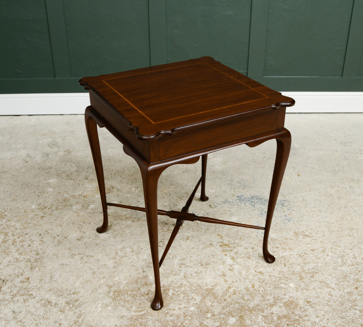Antique Solid Mahogany Square Occasional Side Table
