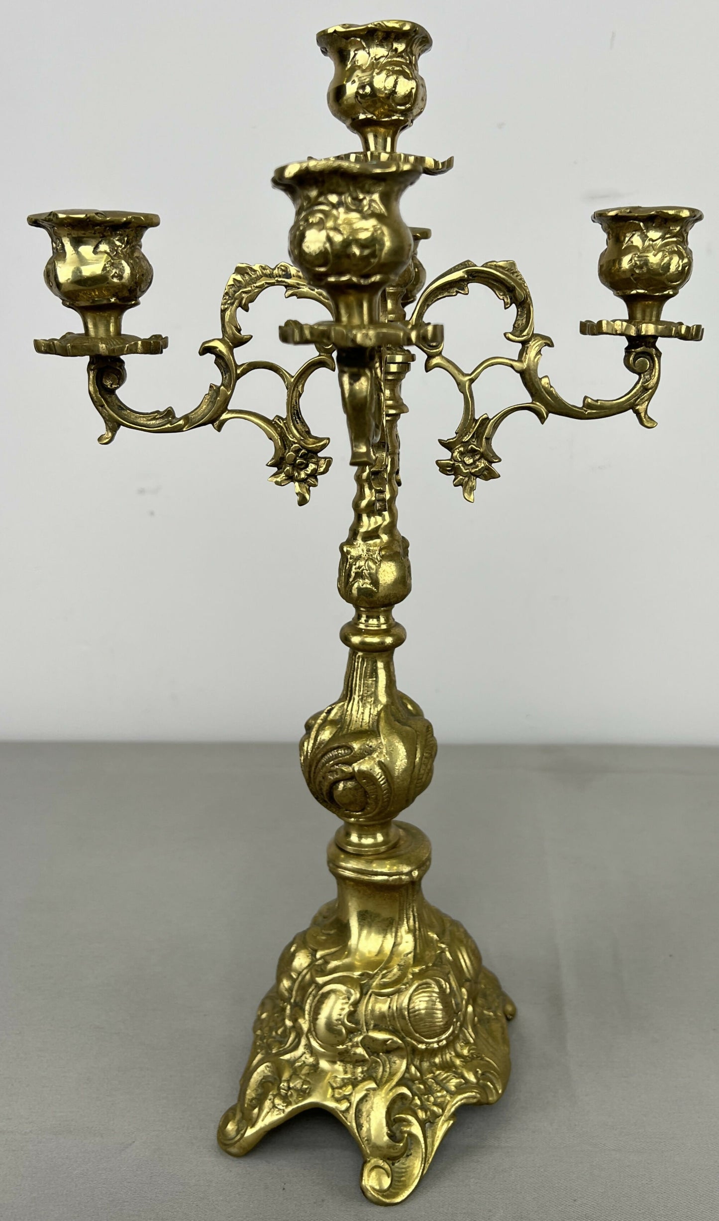 Candelabra Vintage French Style Brass Five Arm Ornate Candle Holder LOT 6423