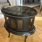 Drinks Cabinet. Handpainted, small oval glazed cabinet. Black/Gold