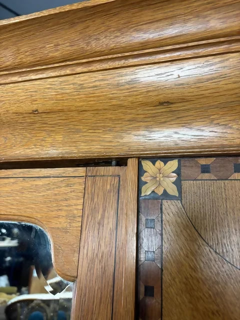 Art Deco Inlaid Oak Mirror Door Wardrobe by Ray & Miles of Liverpool