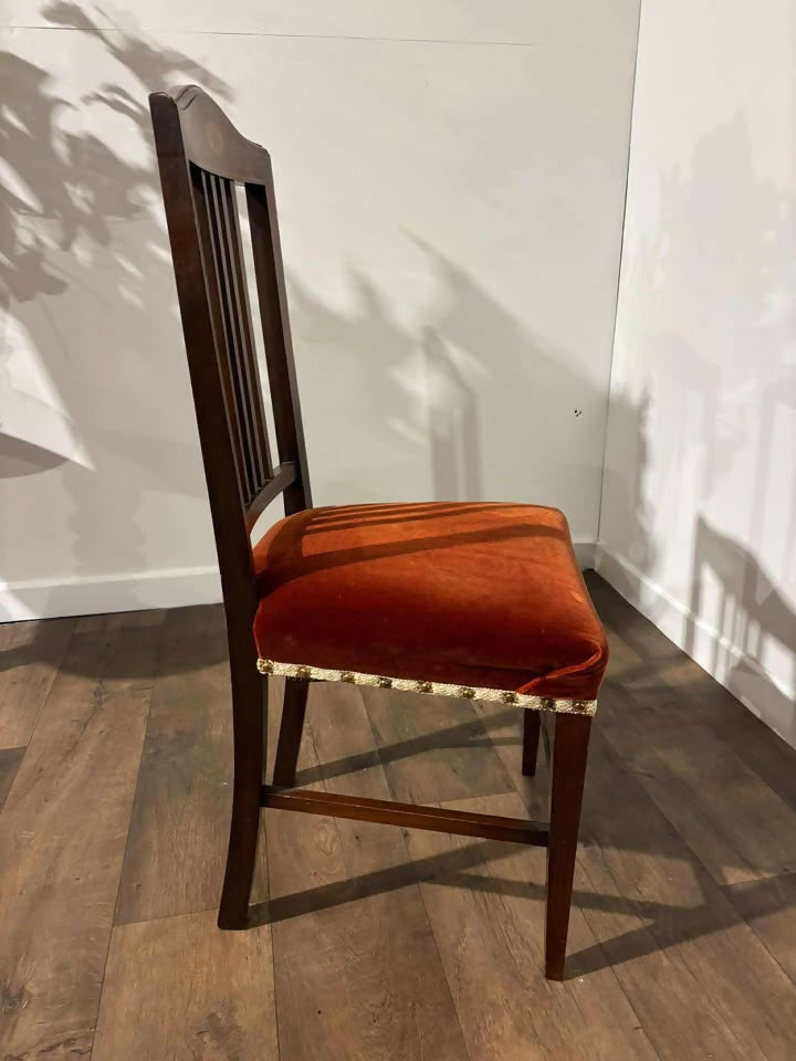Edwardian Mahogany Upholstered Inlaid Chairx