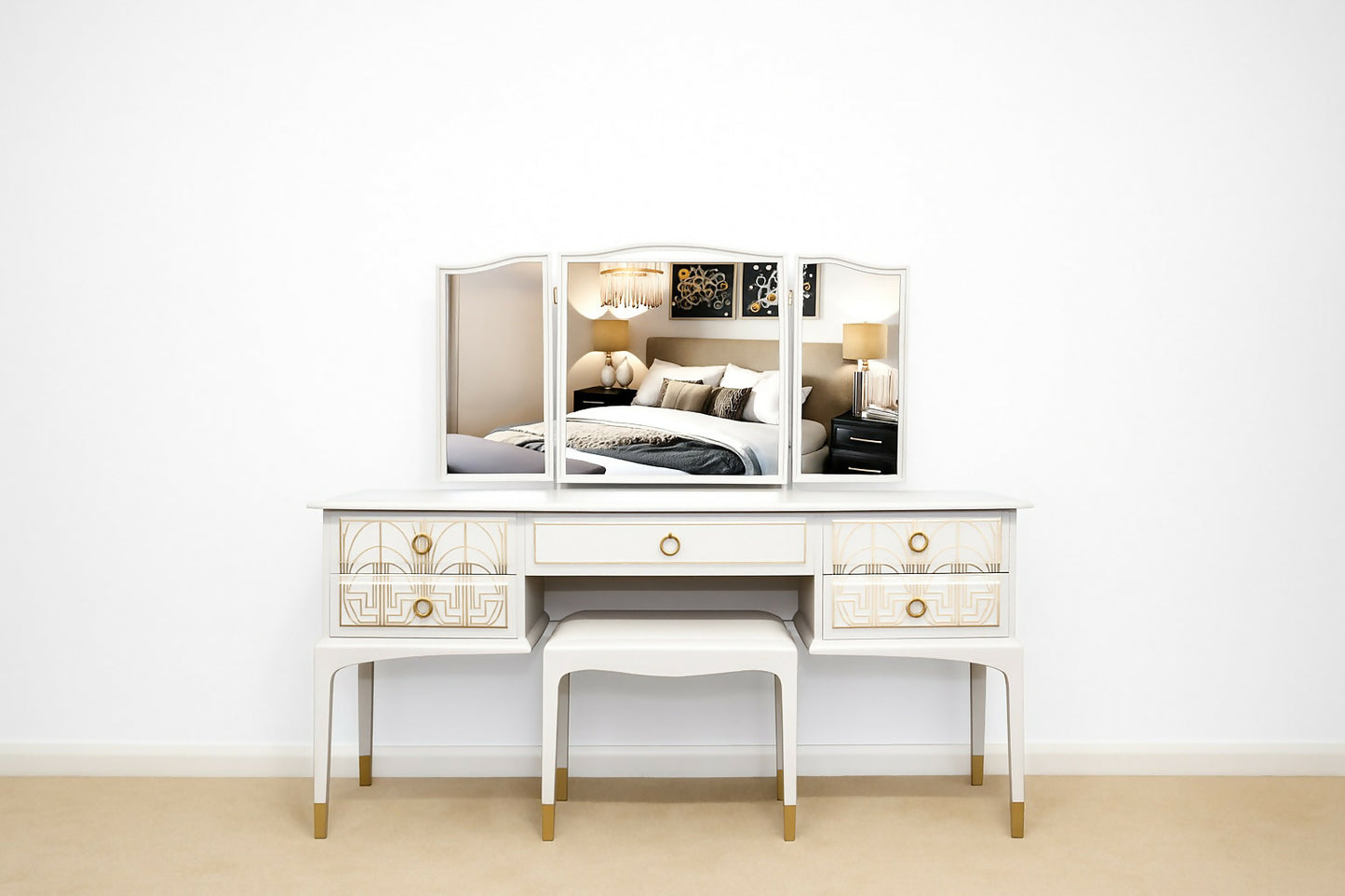 Stag Dressing table with mirror and stoolGRA