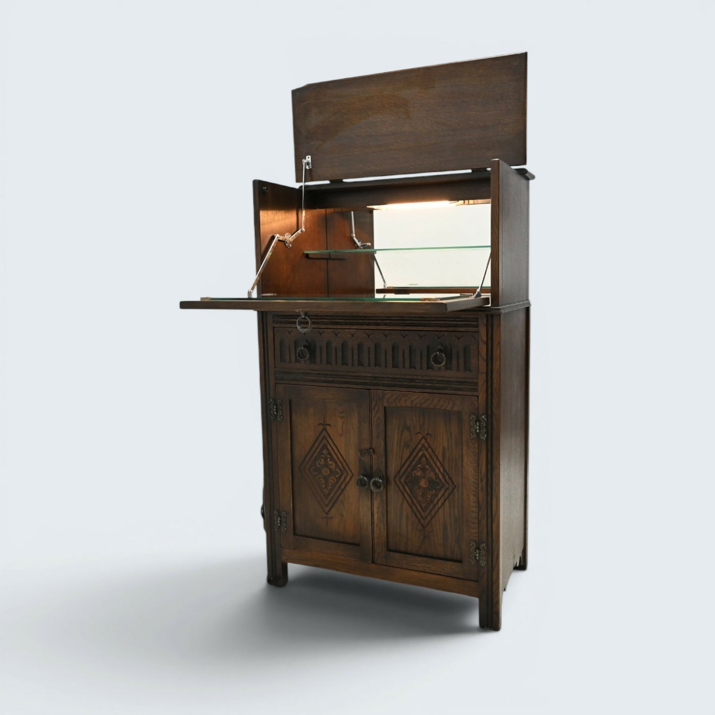 Jaycee Wine/Gin Drinks Cabinet Mirrored Pouring Surface Cupboard FREE Delivery