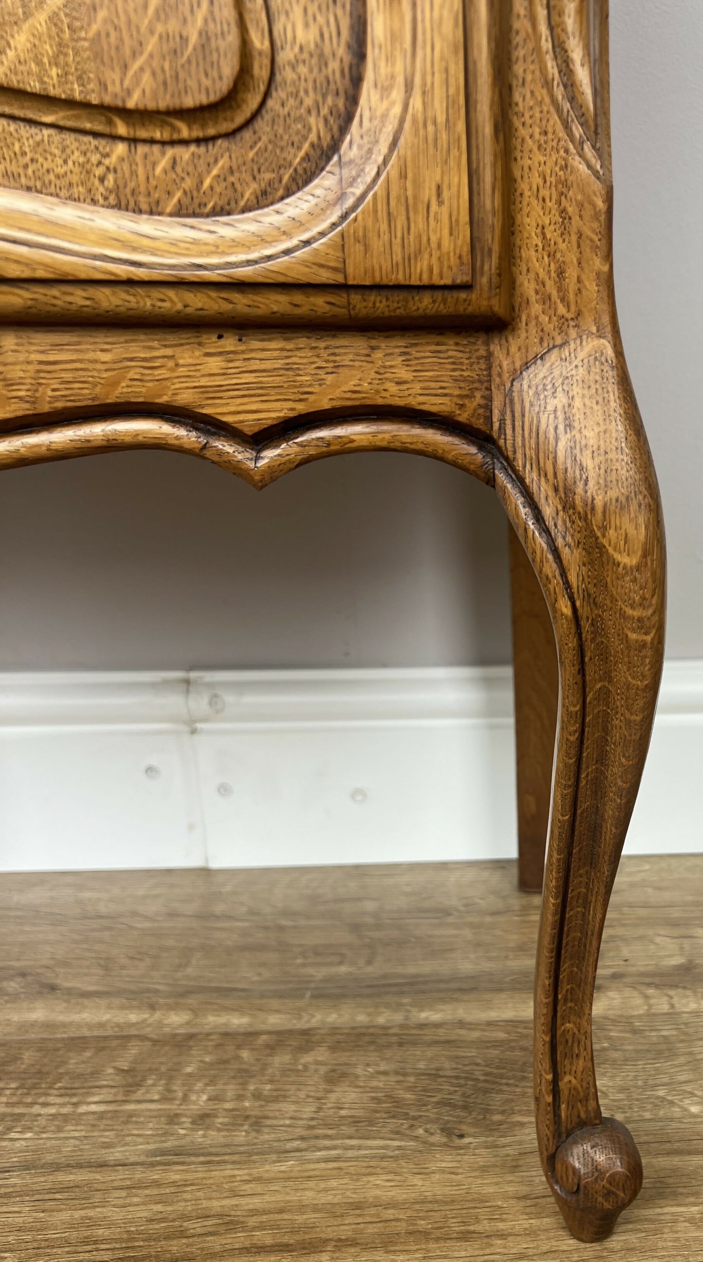 Pair of Bedside Tables Vintage French Louis Oak Nightstands Cabinets LOT 6214