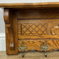Coat Rack Vintage French Oak Wall Mounted 6 Hooks Carved Rack Hanger LOT 6209