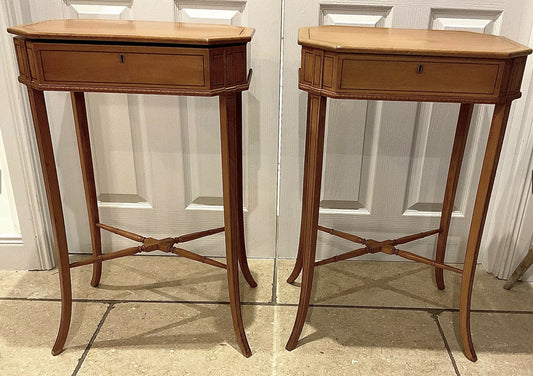 A stunning Pair of Inlaid Satinwood Georgian work tables