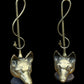 Pair of Antique Brass Fox Head Door Porters or Door Stops