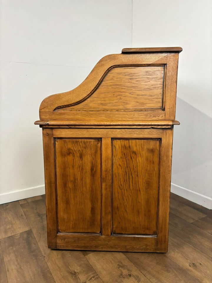 Edwardian Oak Small Roll Top Desk