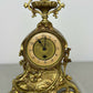 Clock Antique French Style Brass Ornate Mantel Clock with Key LOT 6473