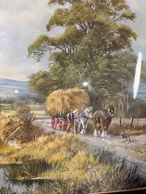 Large Framed Don Vaughan Country Harvest Scene Print