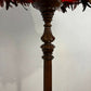 Vintage Carved Standard Lamp with Handmade Feather Shade