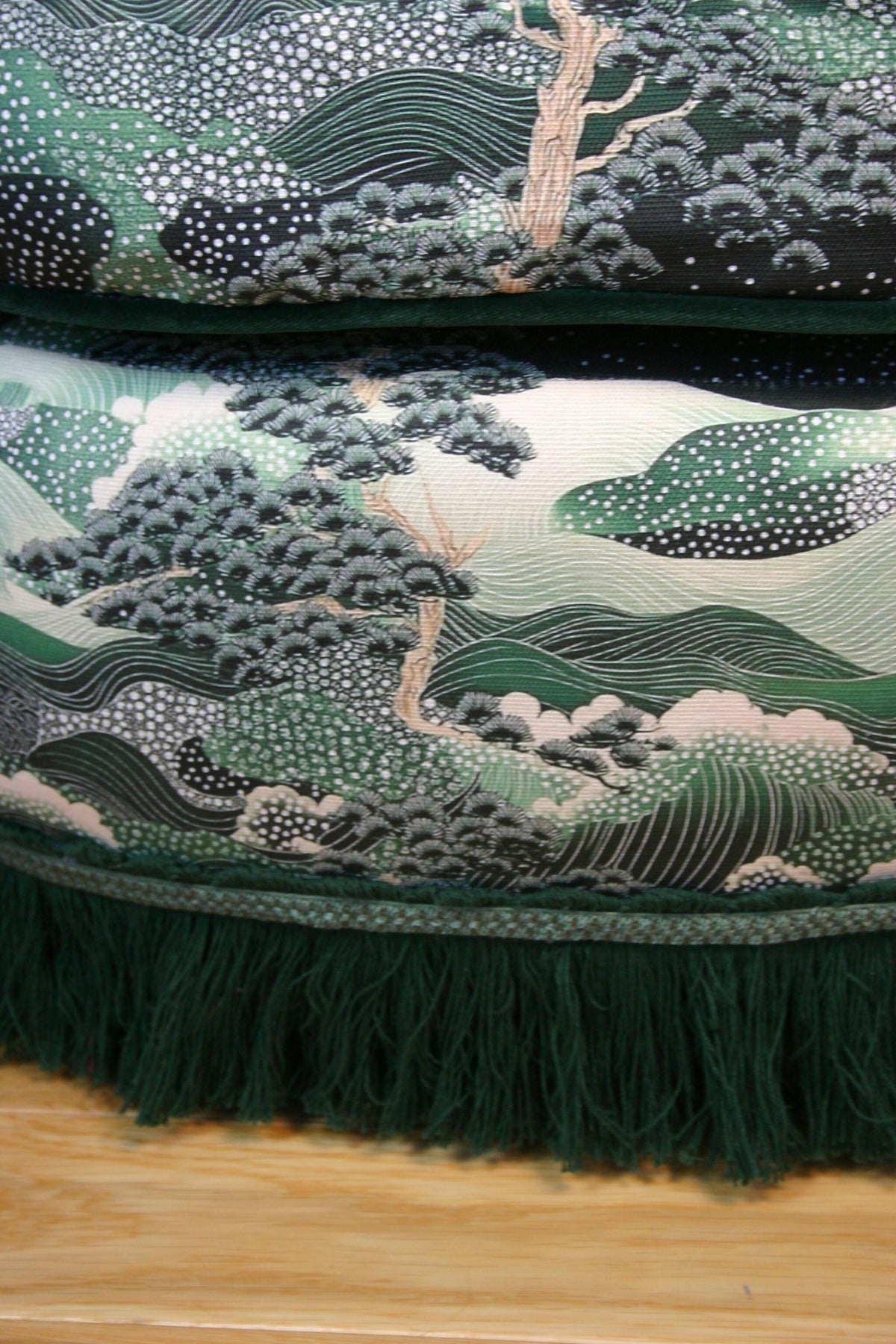 1960s Vintage Fluted Back Chair – Completely Reupholstered in Japanese-Inspired Designer Fabric