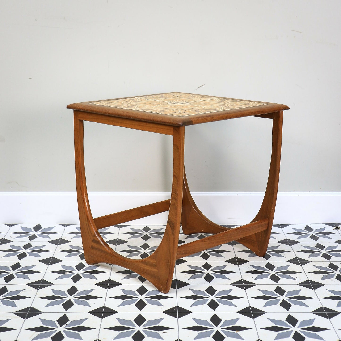G Plan Astro Teak Side table Lamp table with retro tiled top