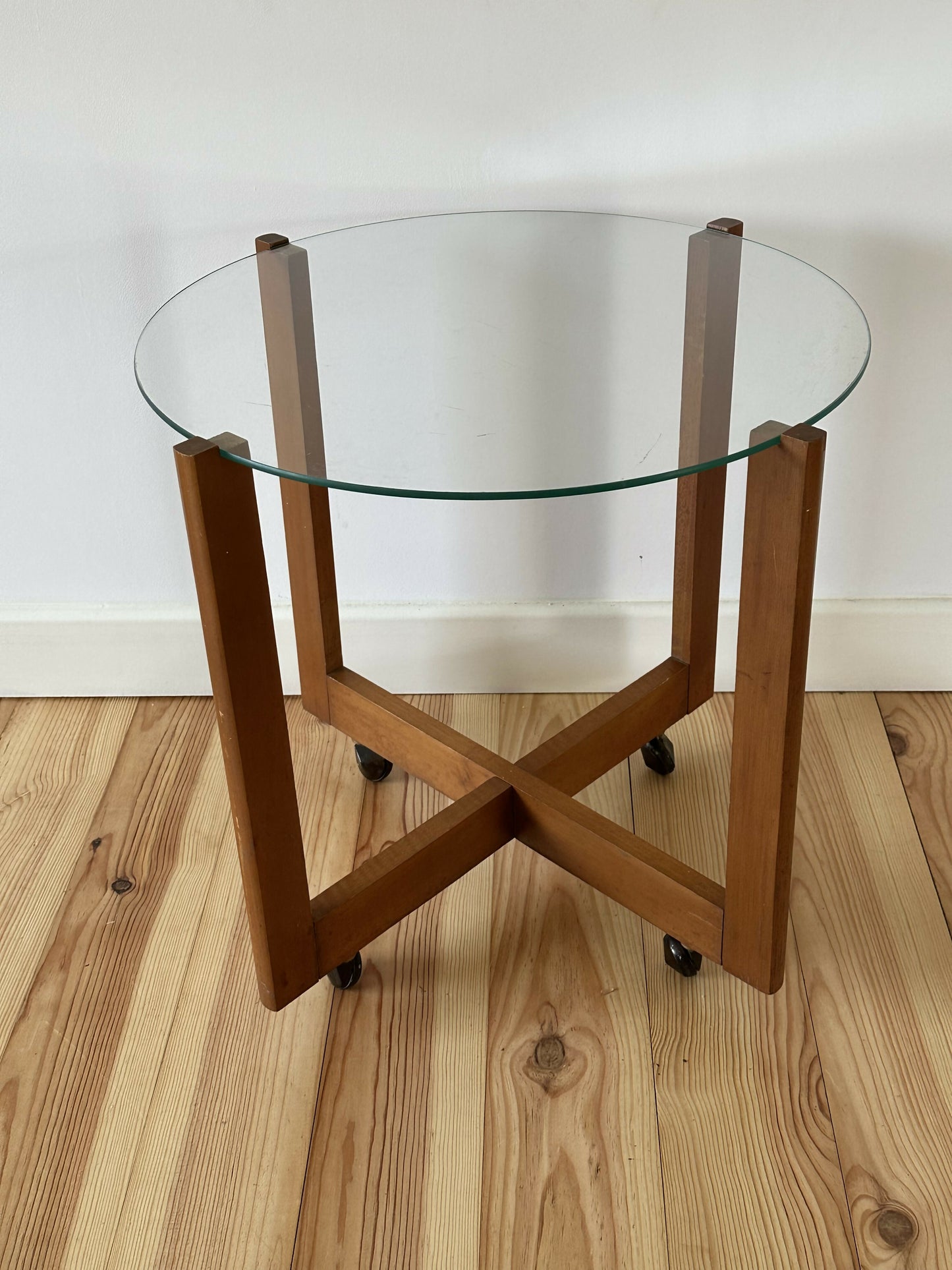 Mid Century Vintage Glass Side Coffee Table Minimalist