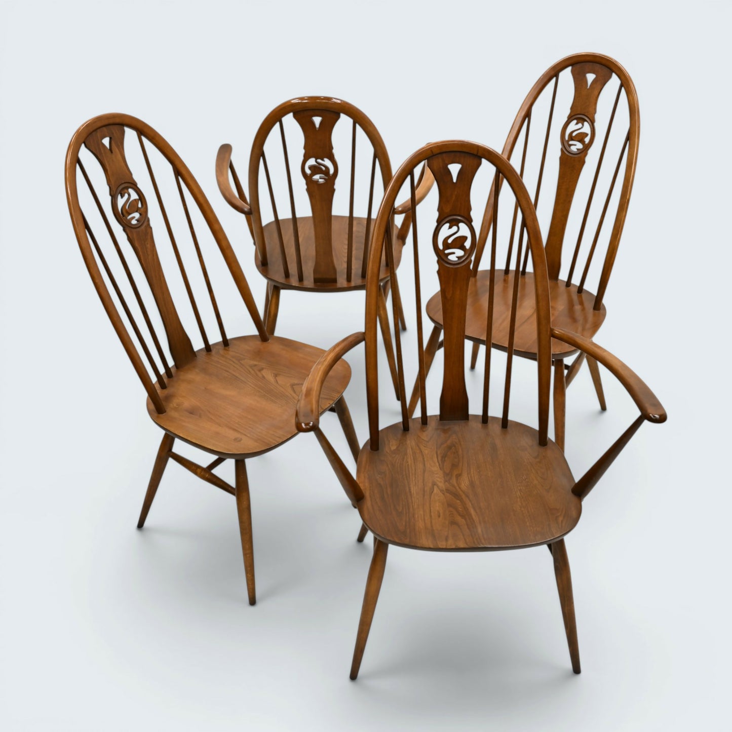 4 Ercol Swan Bow Back Dining Chairs Windsor Bow Golden Dawn FREE UK Delivery*