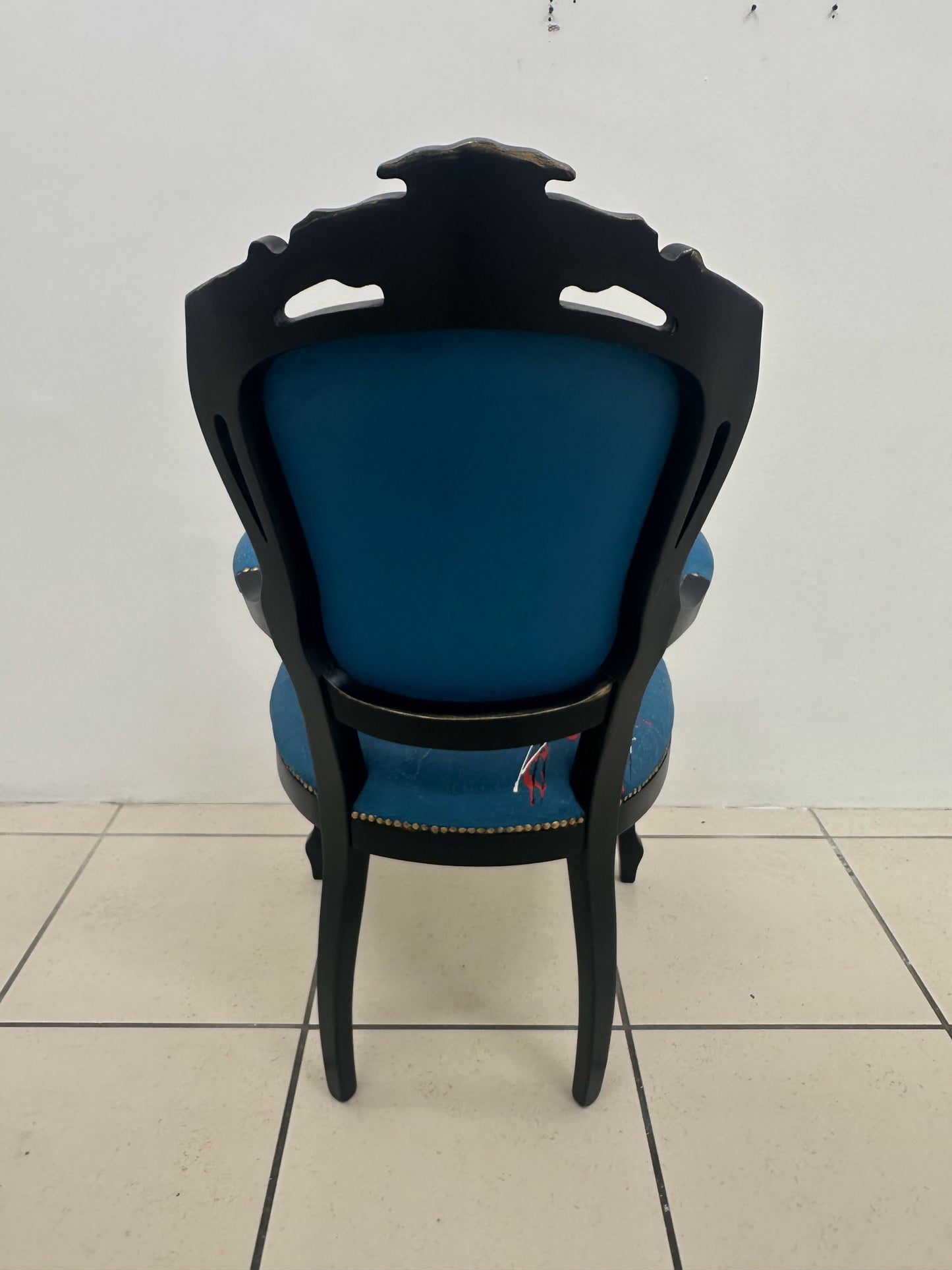 Striking, vintage occasional chair with Japanese style Geisha Girl design