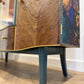 Luxury Unique Art Deco Sideboard with Drinks Cocktail Cabinet Section or TV Console | Refinished Hand Painted Vintage Green, Gold & Velvet | Black Leopard Interiors