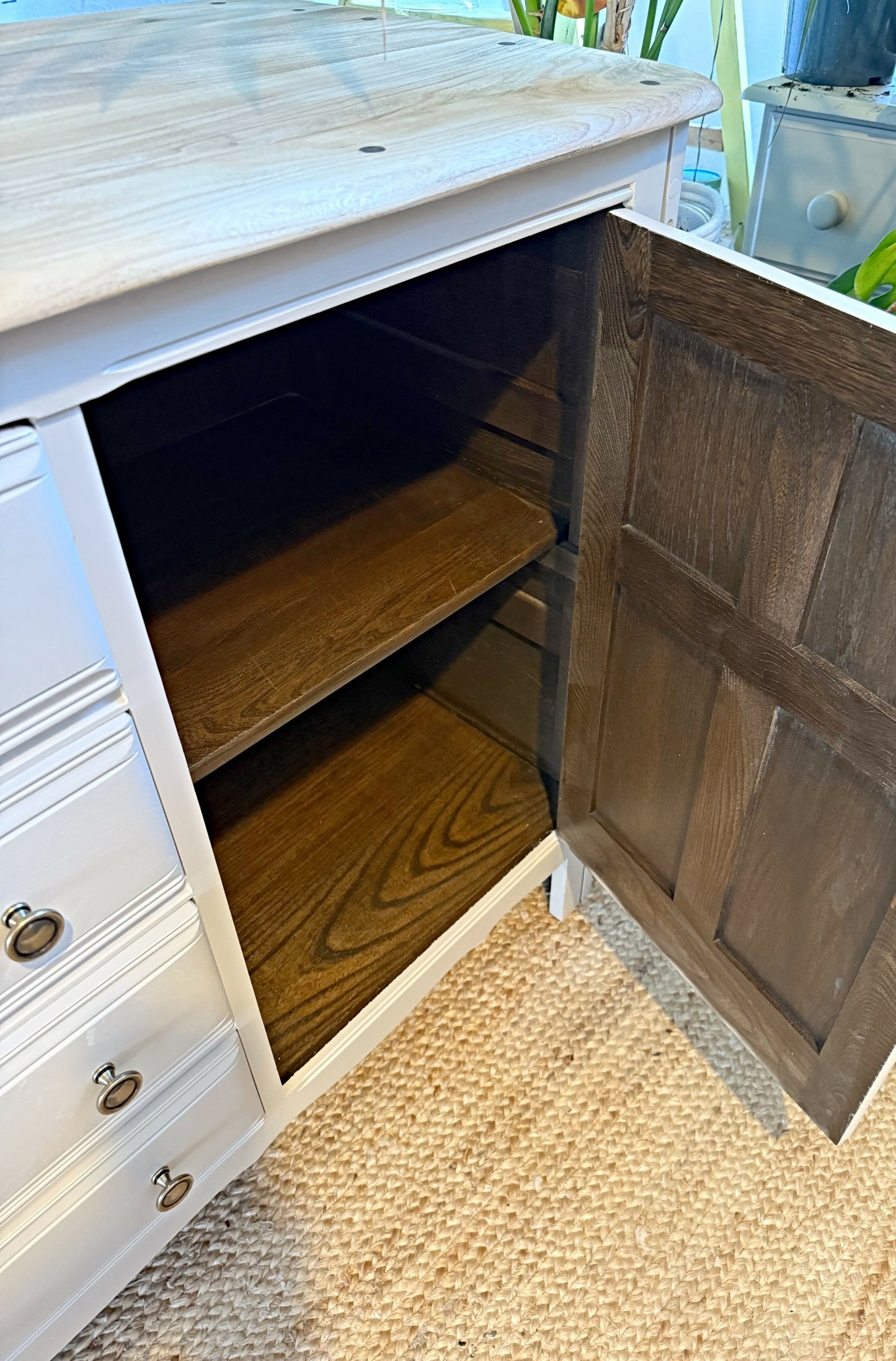 Newly refurbished Ercol sideboard elm wood mcm painted large