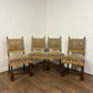 Set of Four Vintage Oak Upholstered Dining Chairs
