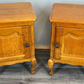 Pair of Bedside Tables Vintage French Oak Cabinets Carved Nightstands LOT 3726