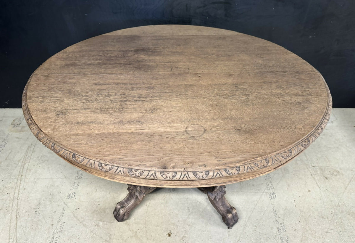 French Carved Oak Hunting Table