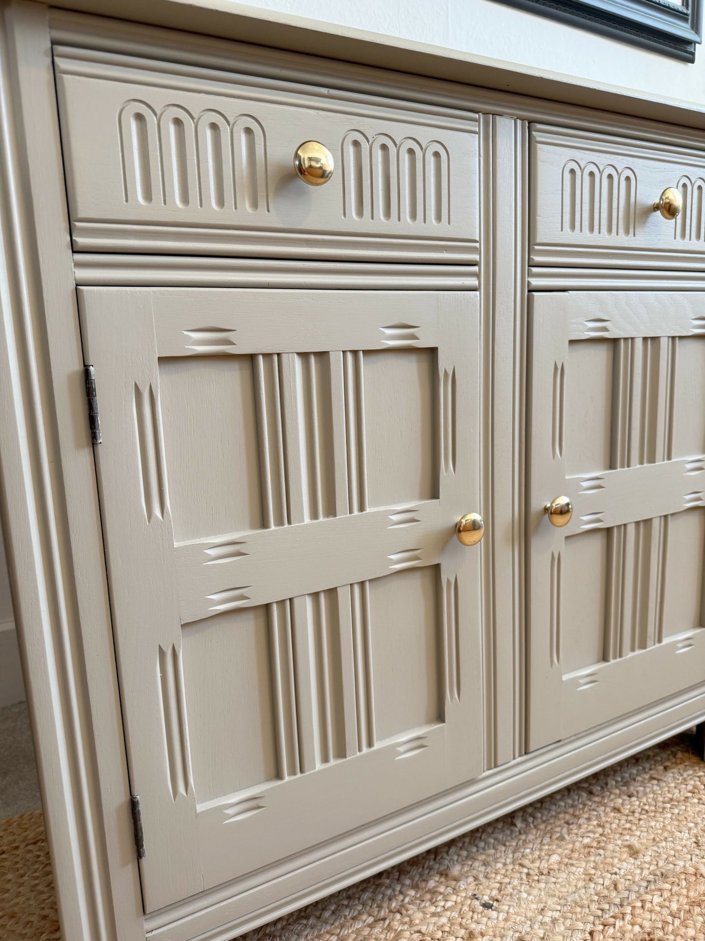 Newly refurbished Ercol pair of sideboards solid elm wood alcove