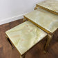 Mid-Century Italian Style Gilt Metal & Onyx Nest of Three Tables