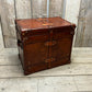 Antique Leather Luxury Campaign Style End Table Trunk Drawing Room Home Decor Furnishings