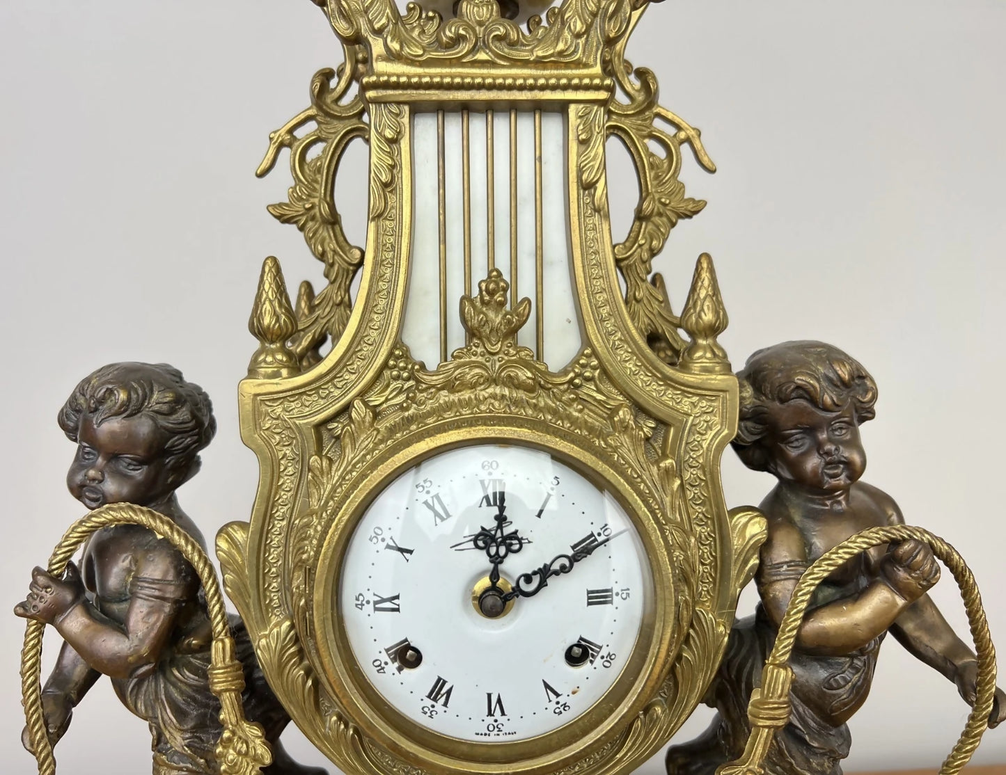 Clock Antique Louis XV Brass Marble Garniture Set With Candelabras LOT 6026