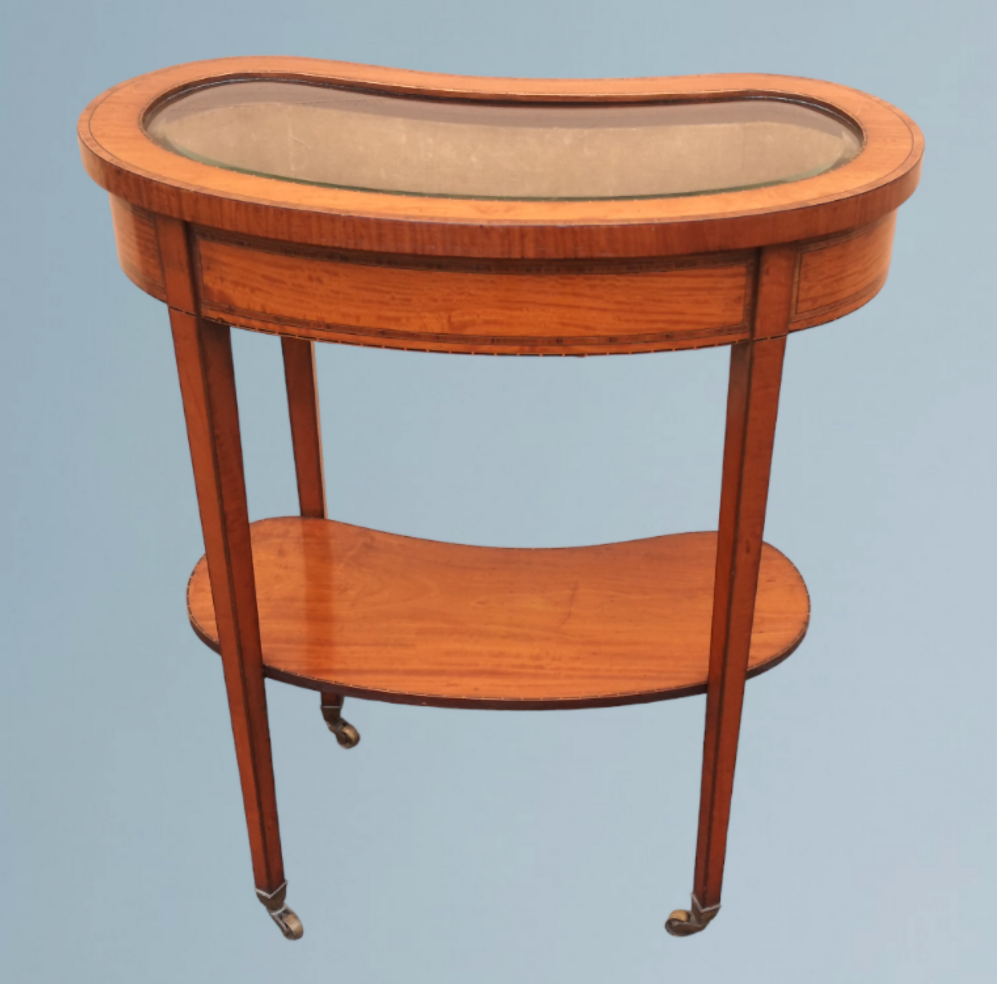 Edwardian Inlaid Kidney Shaped Satinwood Bijouterie Table
