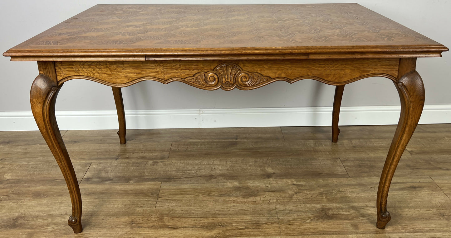 Dining Table Vintage French Louis XVI Carved Oak Extendable Table LOT 6356
