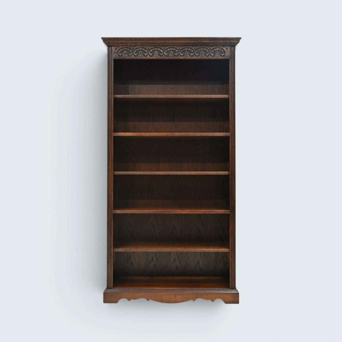Old Charm Tall Bookcase Finish 5 Shelves Tudor Brown Carvings FREE UK Delivery*