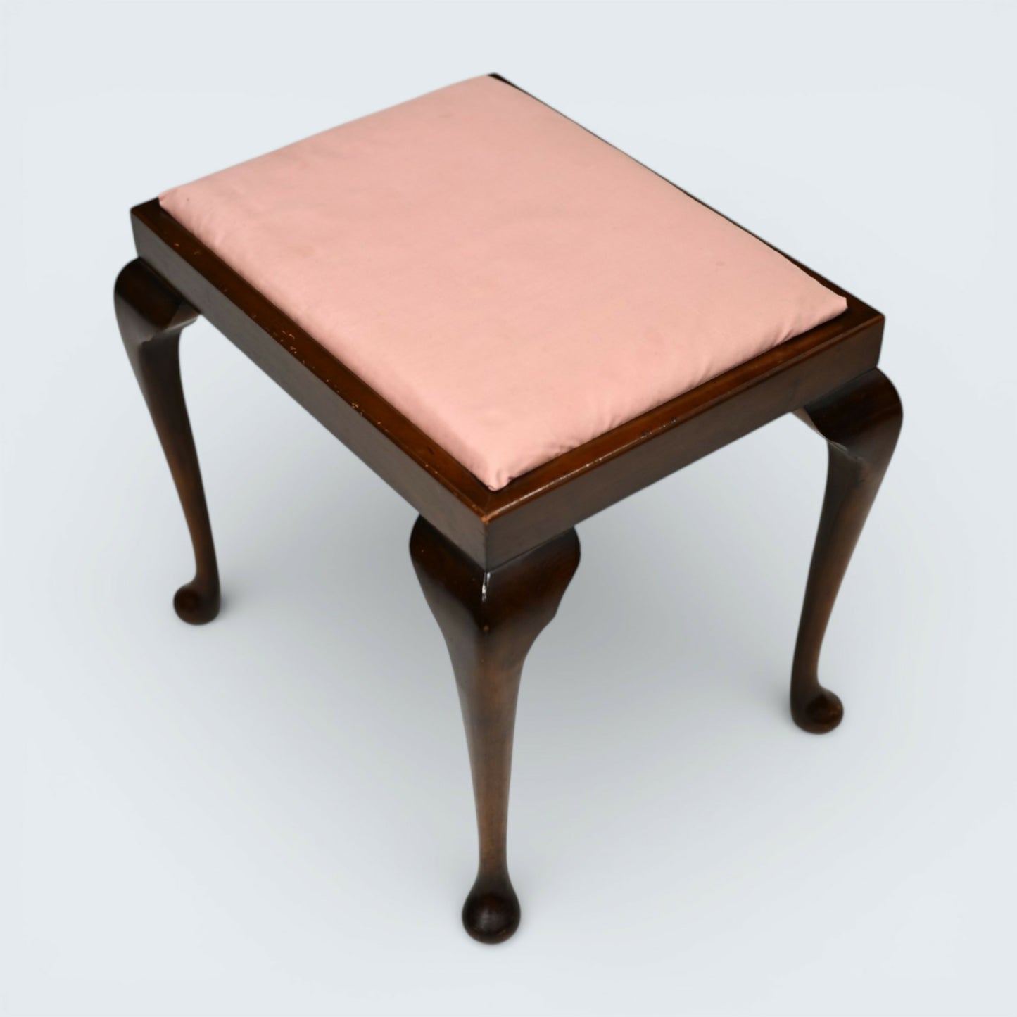 Vintage Dressing Table Stool Queen Anne Style Mahogany Pink FREE UK Delivery