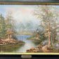 Painting Vintage French Style Signed Landscape Lake Cottage Framed LOT 6469