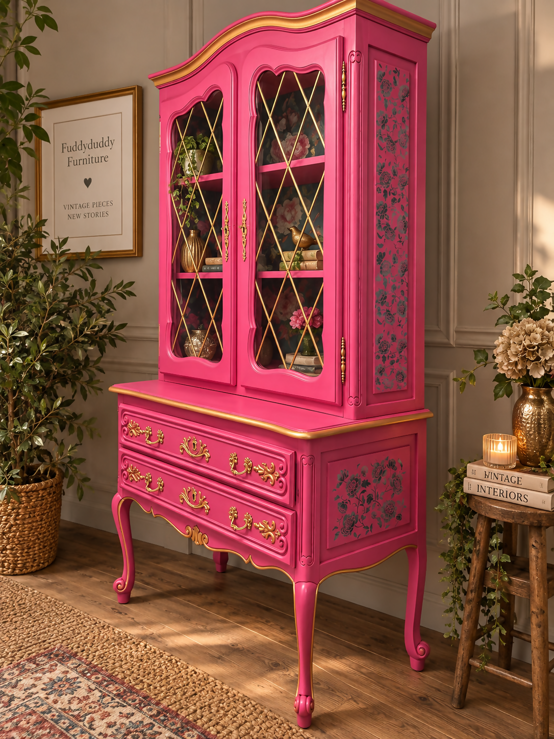 Vintage French display drinks cocktail cabinet