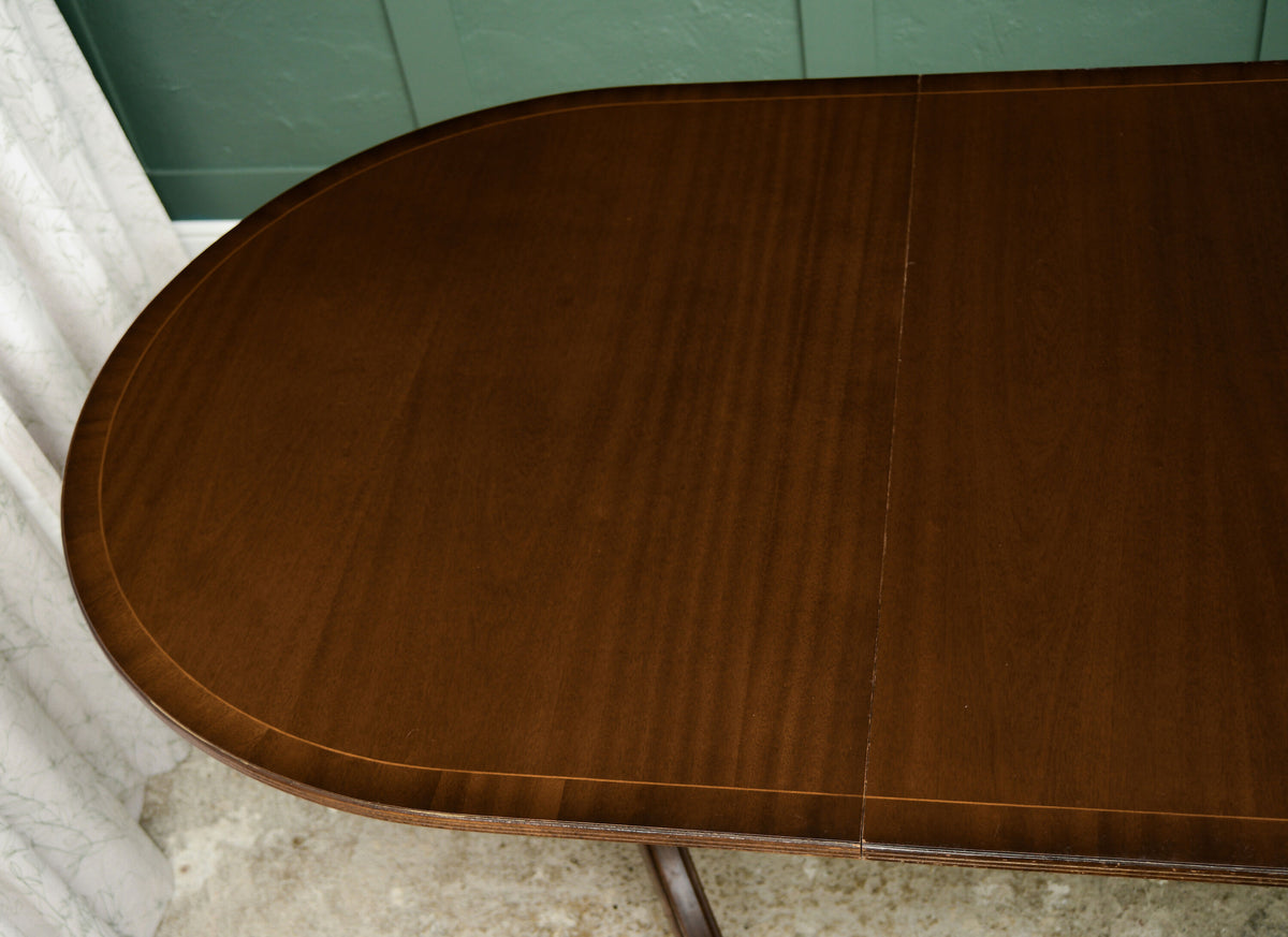 Regency Style Mahogany Extending Dining Table with Leaf - Over 7 FT - D End