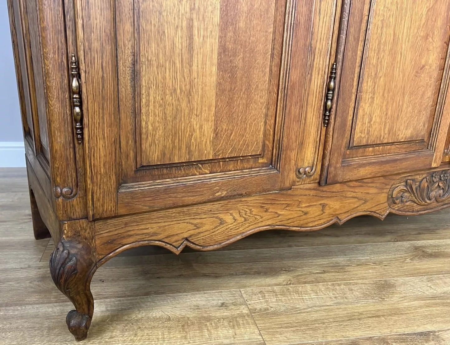 Wardrobe Vintage French Louis XVI Style Oak Four Door Mirrored Armoire LOT 4901