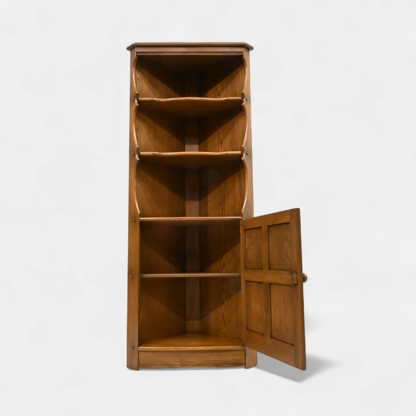 Genuine Ercol Corner Cabinet with Shelves and Cupboard #474 EXC FREE UK Delivery. SBR10798/0508E