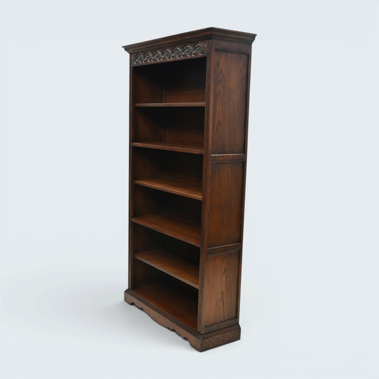 Old Charm Tall Bookcase Finish 5 Shelves Tudor Brown Carvings FREE UK Delivery*