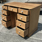 Antique Victorian Pine Kneehole Writing Office Desk With Central Cupboard
