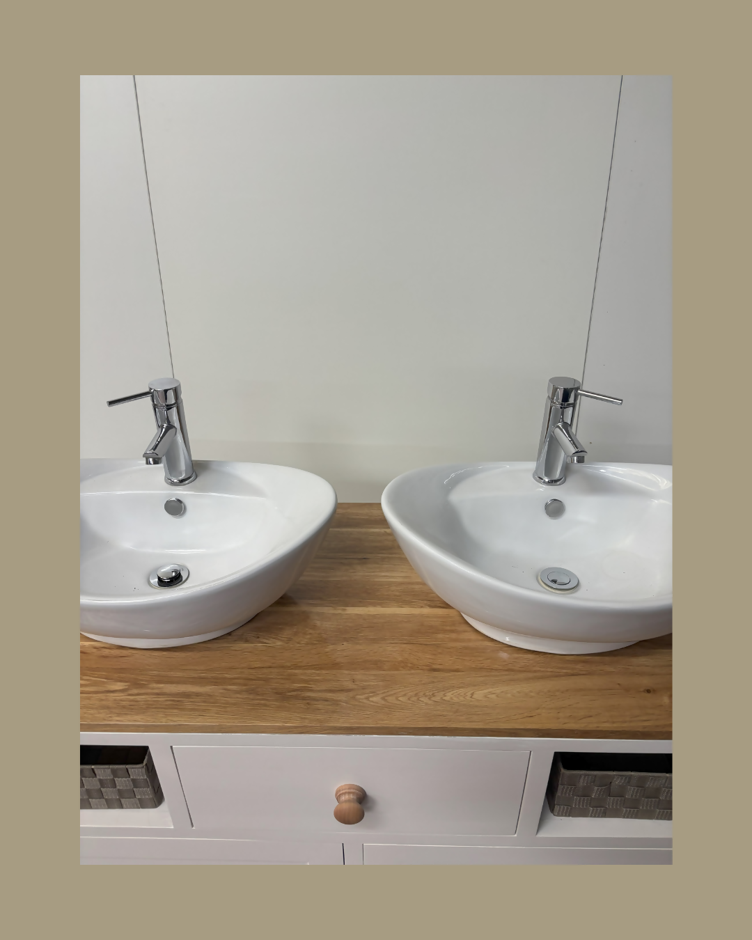 Double Sink Vanity Unit, Sprayed Oak