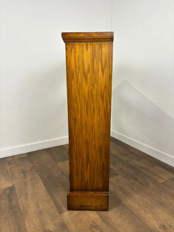 Priory Oak Bookcase with Linen Fold Doors