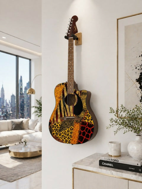 Patchwork Animal Skins Design Fender Electro Acoustic Guitar