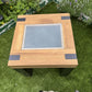 Oak Side Table with Glass Top, Black and Wood End Table, Revived Industrial Furniture, Handmade Bedside or Lamp Table, UK