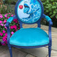 Blue Vintage Chair, Artist Design Bespoke Accent Chair, Statement Furniture