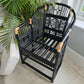 Brighton Pavilion Style Horseshoe Back Chair Bamboo Fretwork Geometric Motifs Black Laquer Finish In Excellent Condition