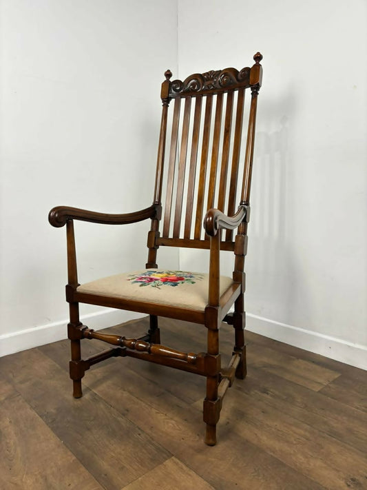 Reproduction Bar Back Mahogany Framed Armchair